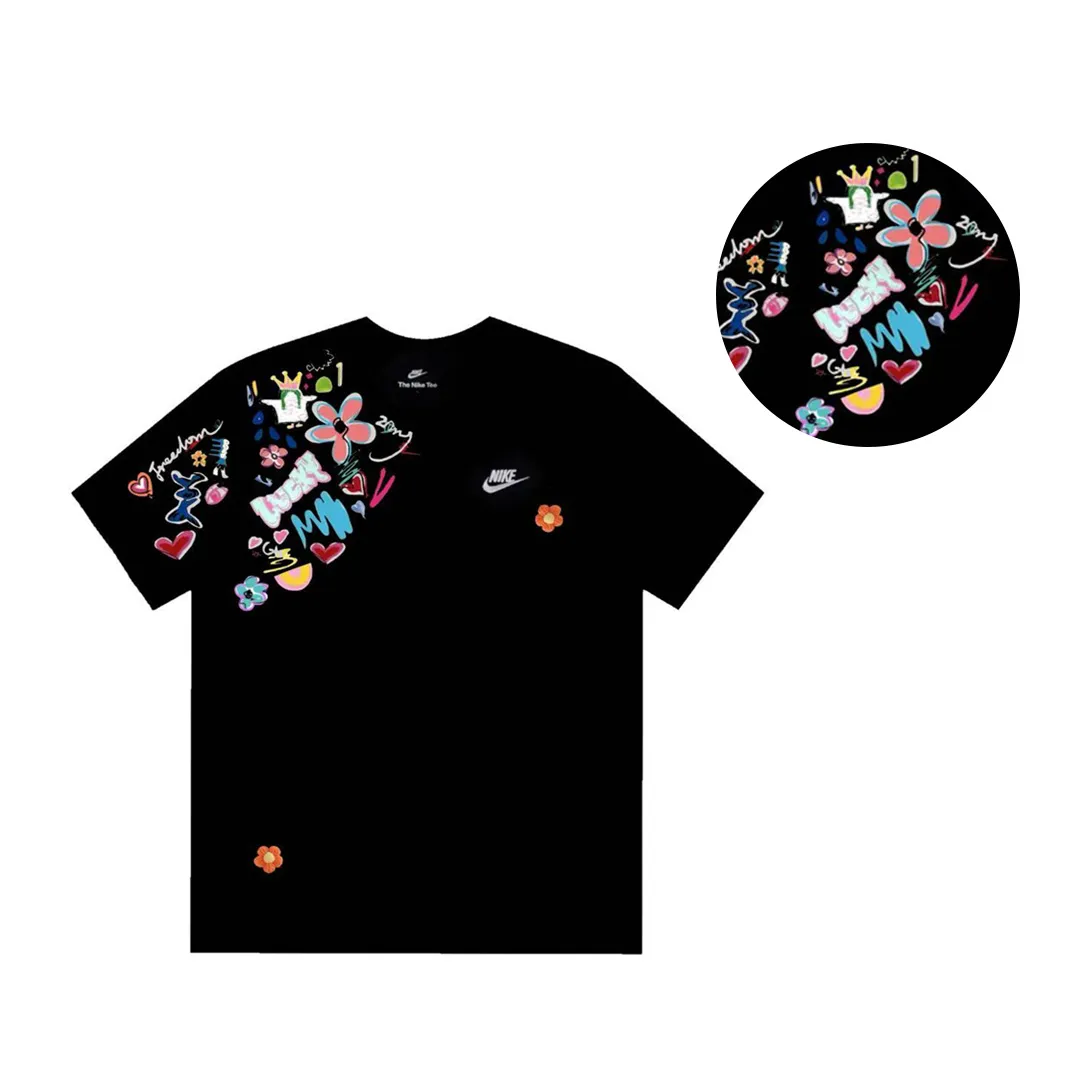 Nike T-Shirts Unisex Black Crew Neck Thin Straight Fit