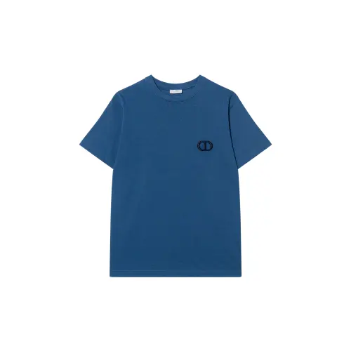 DIOR Quarterly New Products T Shirts Men's Blue Crew Neck Moderate Straight Fit