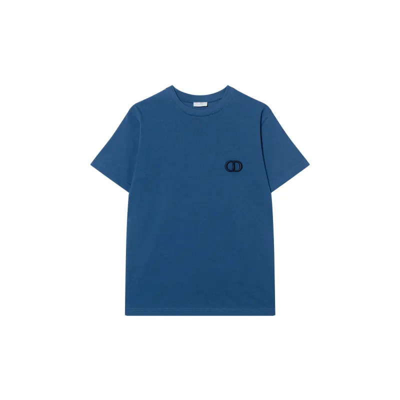 DIOR Quarterly New Products T Shirts Men's Blue Crew Neck Moderate Straight Fit