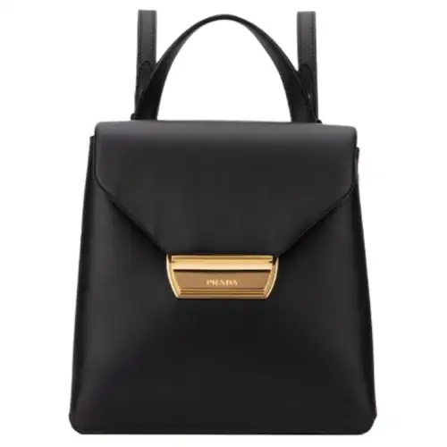 PRADA Casual Cow Leather Backpack Women's Black