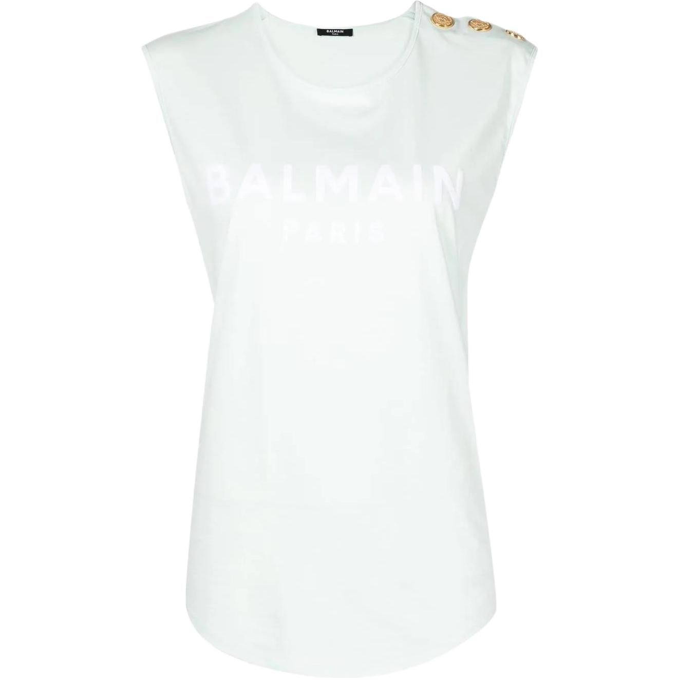 Женская футболка BALMAIN без рукавов (синяя)