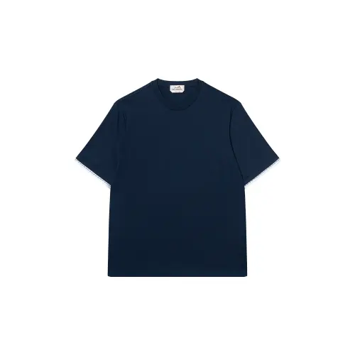 HERMES SS25 T Shirt Men's Deep Sea Blue