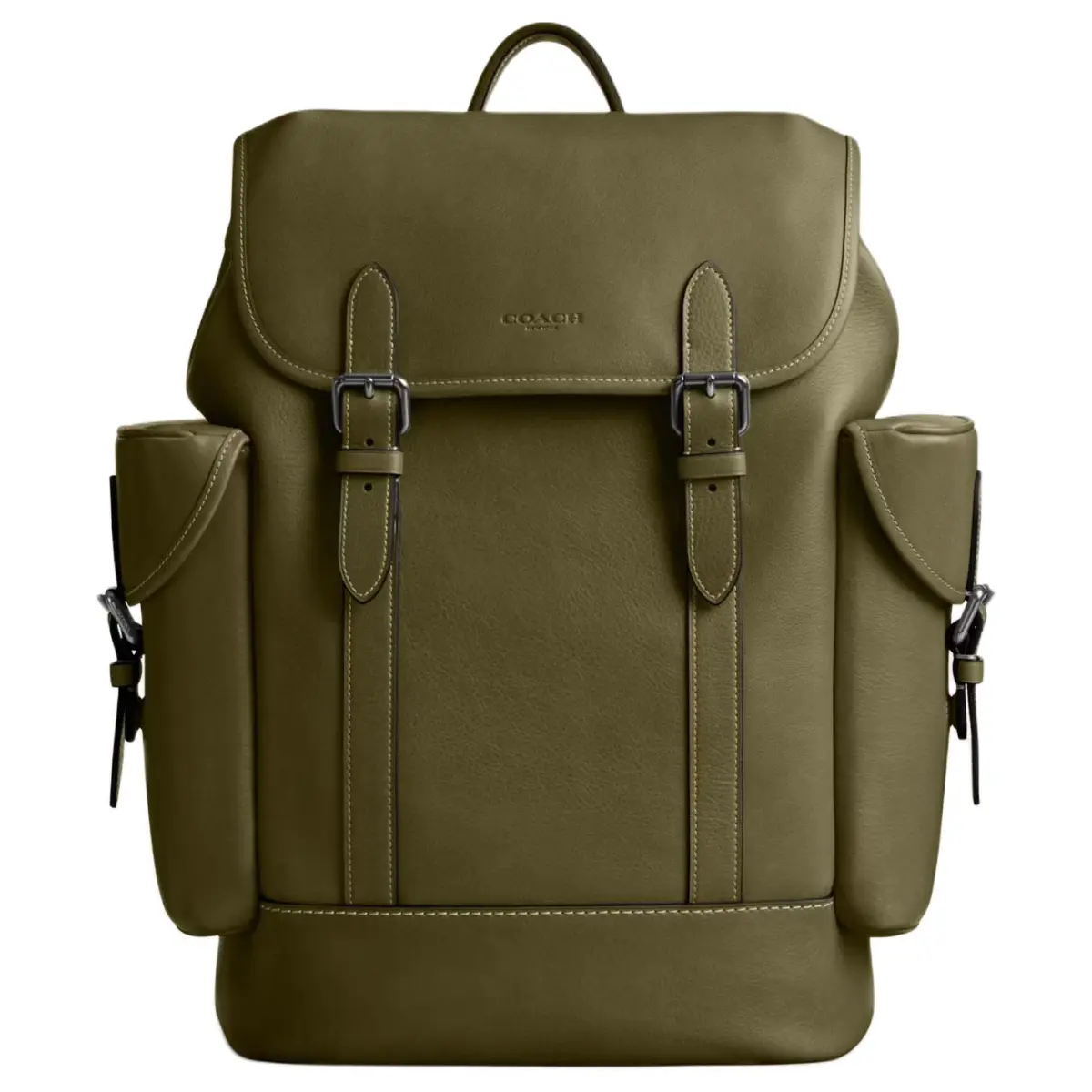 COACH Hitch Cow Leather Backpack Large Men's Olive Green