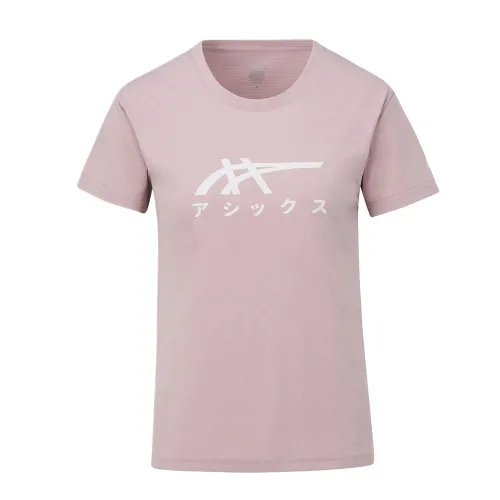 ASICS T Shirts Women's Pink Crew Neck Moderate Other