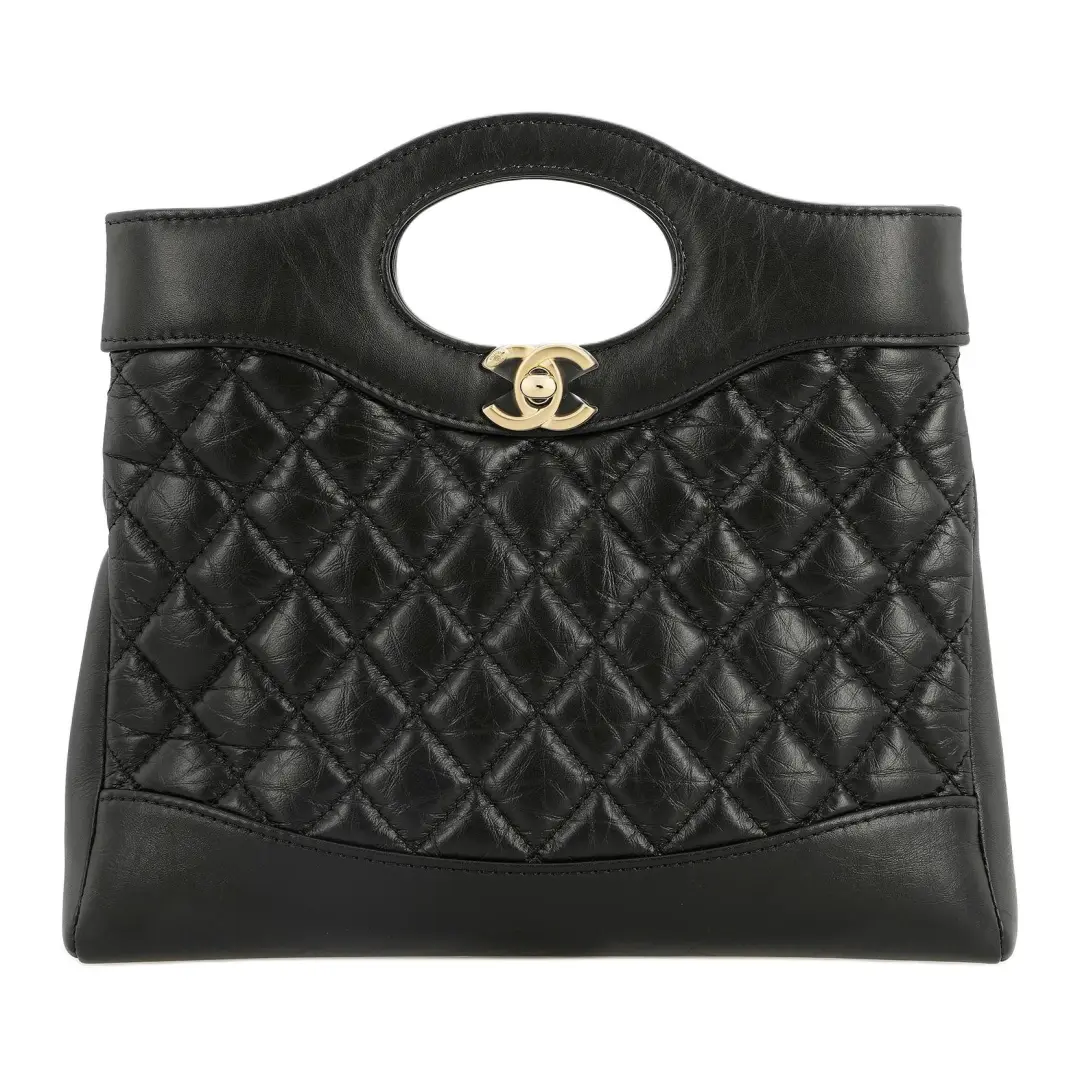 CHANEL Cow Leather Material Gold Metal Shoulder Bag, Crossbody Bag, Handbag Mini Unisex Black