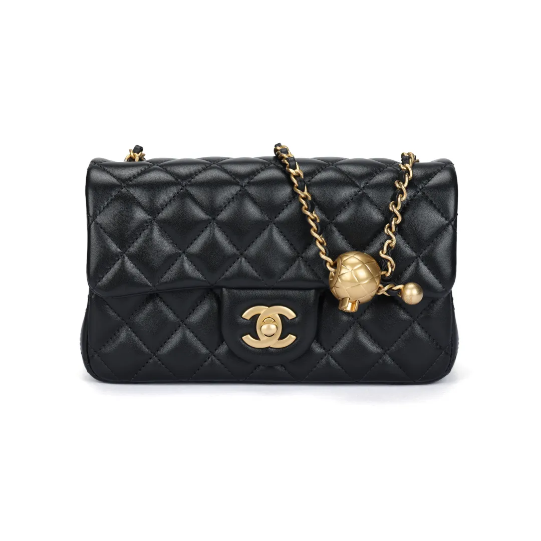 CHANEL Classic Flap CF Sheepskin Flap Bag, Crossbody Bag, Shoulder Bag Mini Women's Black