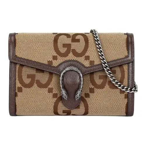 GUCCI Dionysus Leather Chain Wallet, Crossbody Bag, Shoulder Bag Regular Women's Beige & Brown