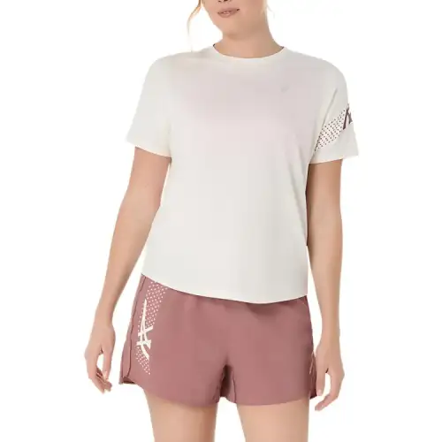 ASICS ICON SS T Shirts Women's White Crew Neck Moderate