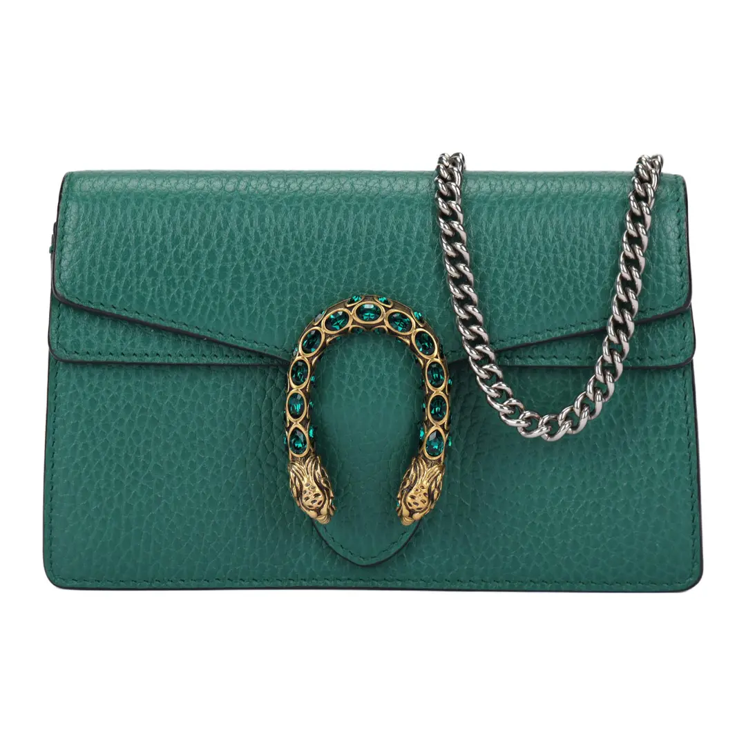 GUCCI Dionysus Leather Crossbody Bag, Shoulder Bag Extra Mini Women's Emerald Green