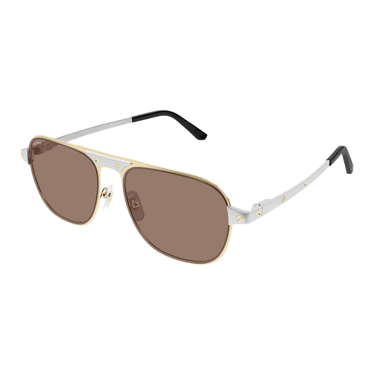 Мужские очки-авиаторы Cartier CT0532S004 (серебряные) — фото 2