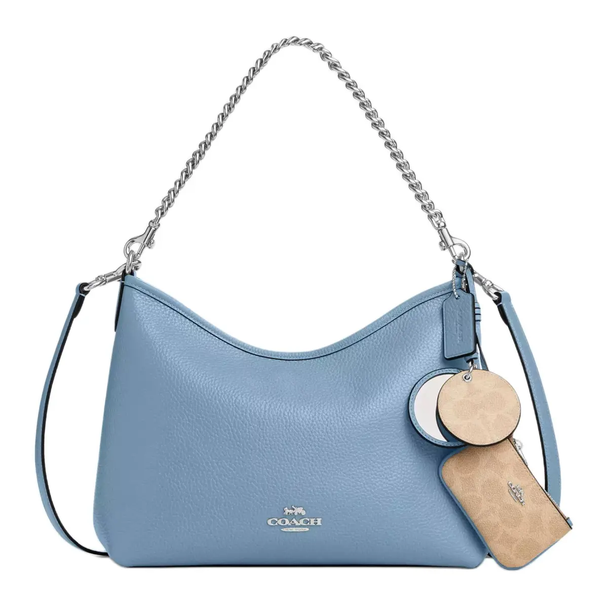 COACH Laurel Bright Soft Pebble Leather Hobo Bag Shoulder Bags Large Women's Blue