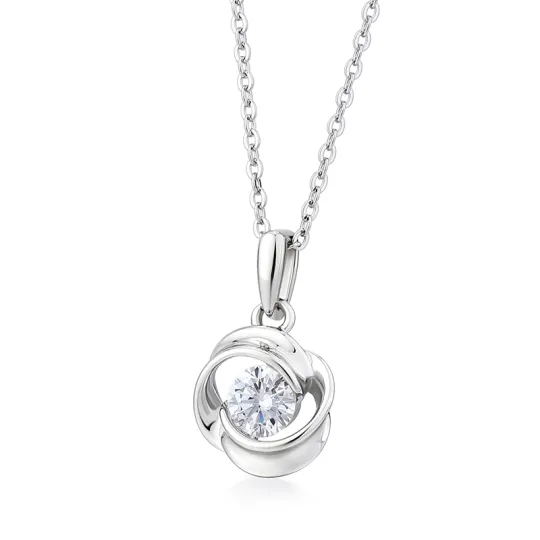 KADER 925 Sterling Silver Synthetic Cubic Zirconia Necklaces Women's Silver White, Women's Day Box Good Luck