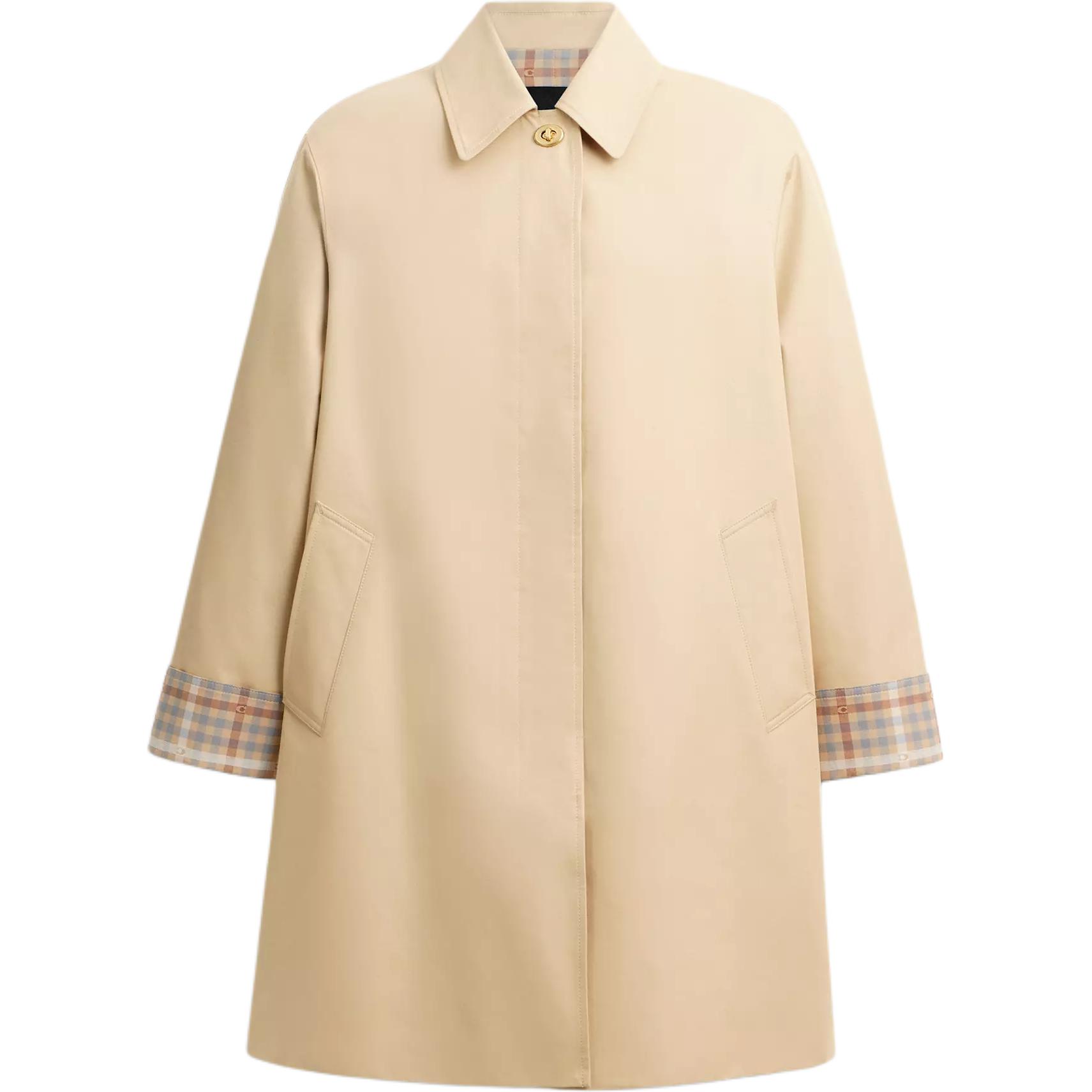 COACH Trench Coats Women's Light Khaki Lapel Moderate Other