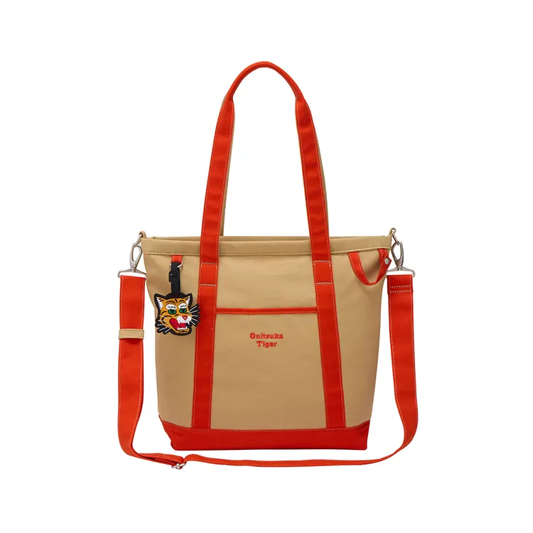 Onitsuka Tiger Cotton Handbag Unisex Beige & Orange & Yellow