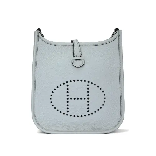 HERMES Evelyne Clemence Bullock Leather Crossbody Bag, Shoulder Bag 16 Women's Grail Blue & Tin Gray