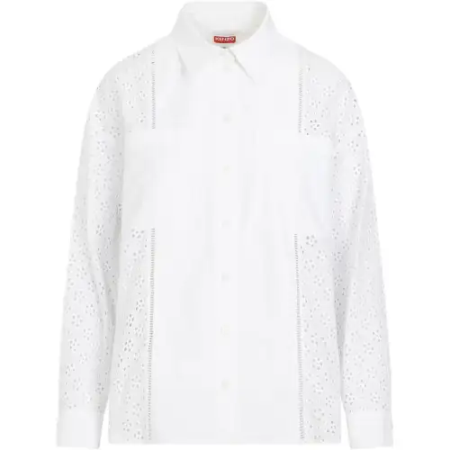 Kenzo Broderie Anglaise Panelled Buttoned Shirt