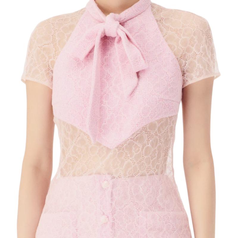 CHANEL T Shirts Women's Pink Scarf Collar Thin Other