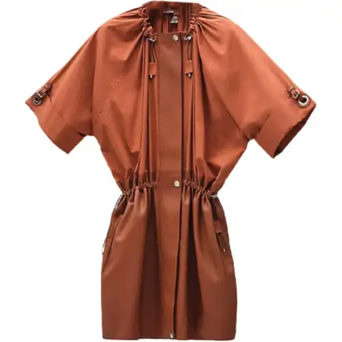 HERMES Short Sleeved Dress Women's Umber