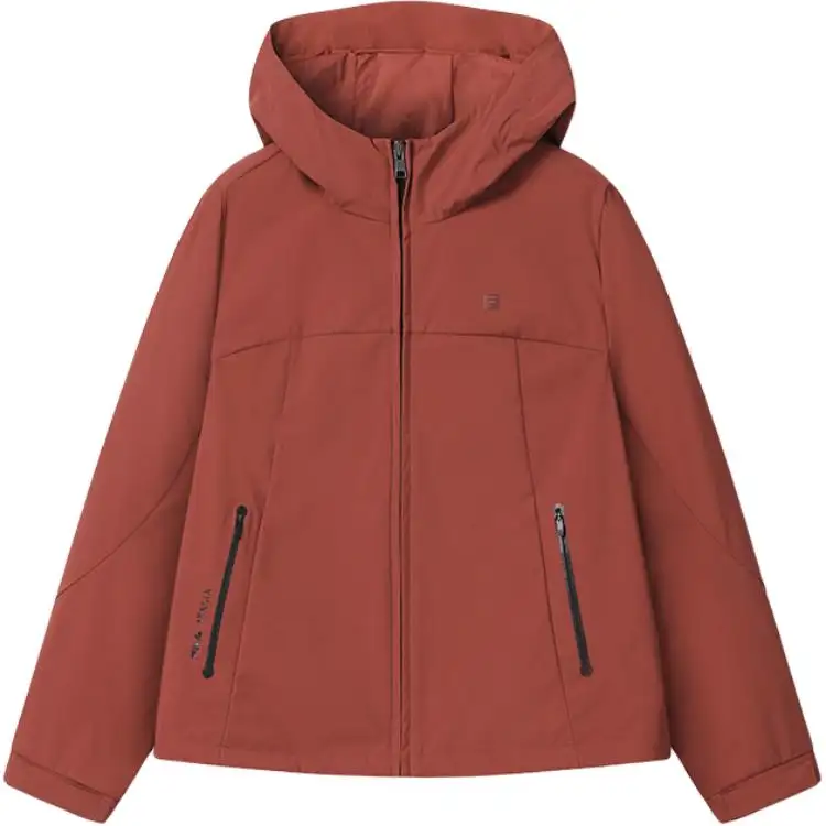 FILA WHITE Jackets Women's Dark Burgundy Hooded Non Detachable Moderate Other