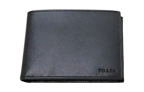 PRADA Cow Leather Wallet Men's Black