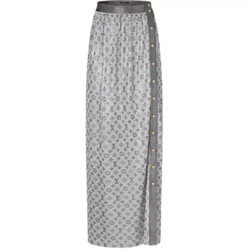 LOUIS VUITTON Knit Long Skirt Women's Silver