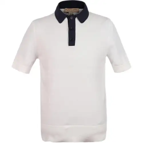 Burberry Polo Shirts Men's White Polo Collar Moderate Straight Fit