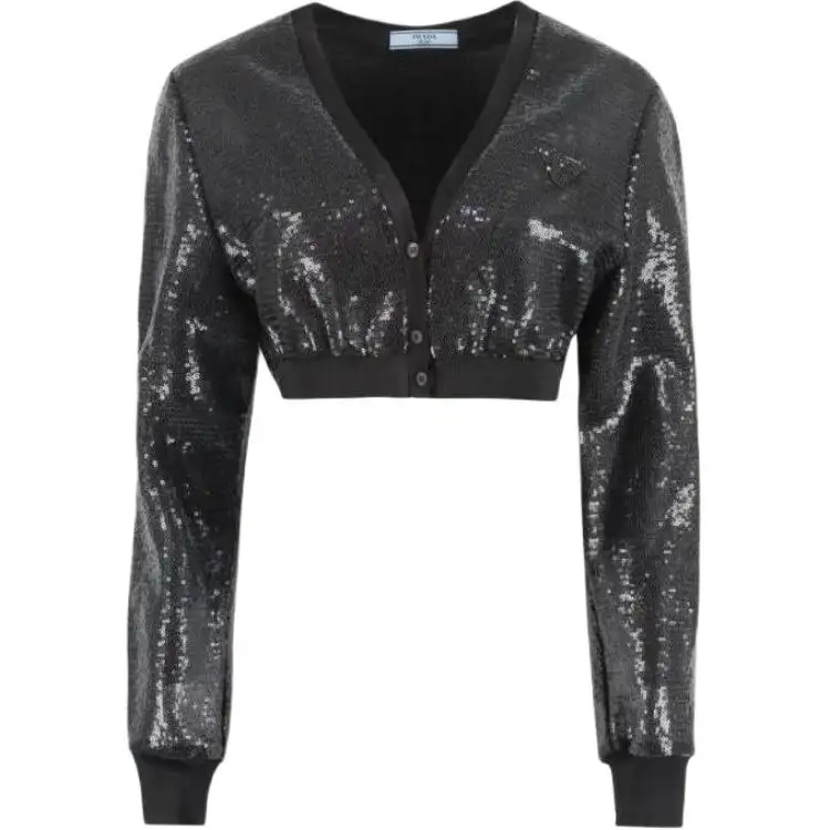PRADA Sequins Embellished Crop Top
