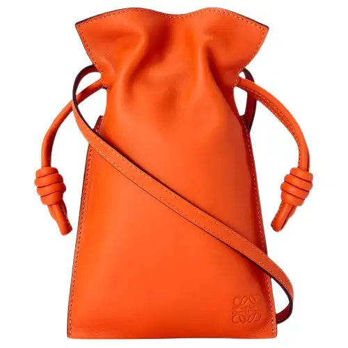 LOEWE Flamenco Nappa Cow Leather Handheld Shoulder Bag Women's Orange