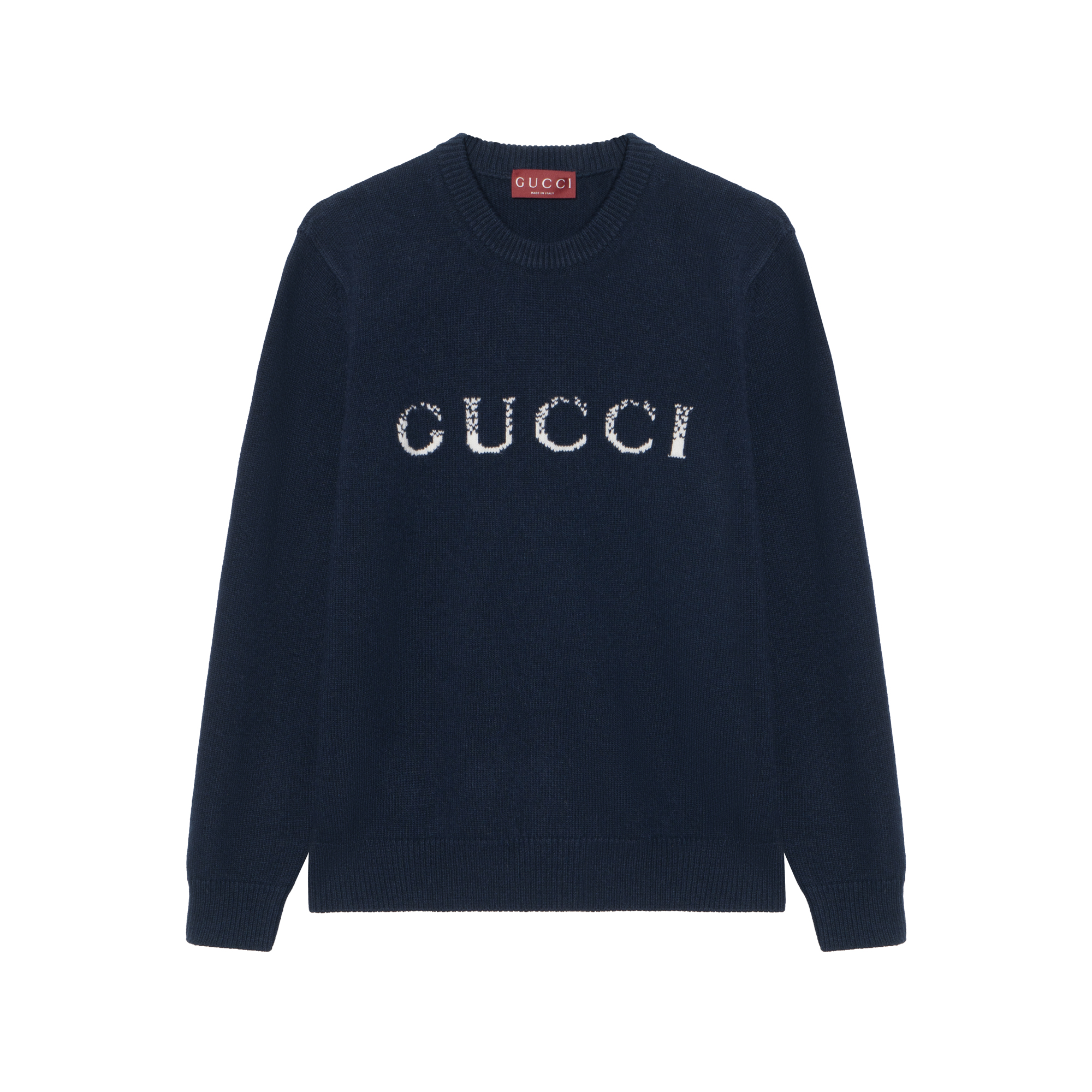 GUCCI Logo Intarsia Crewneck Knit Sweater