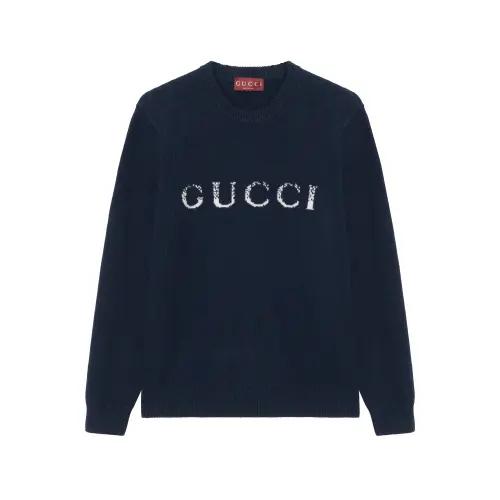 GUCCI Logo Intarsia Crewneck Knit Sweater