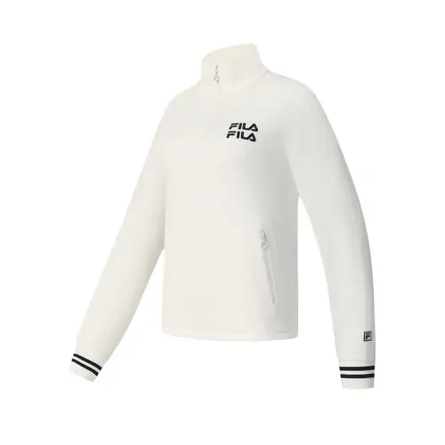 FILA Tennis Sweatshirts Women's Heron White Stand Collar Moderate Regular