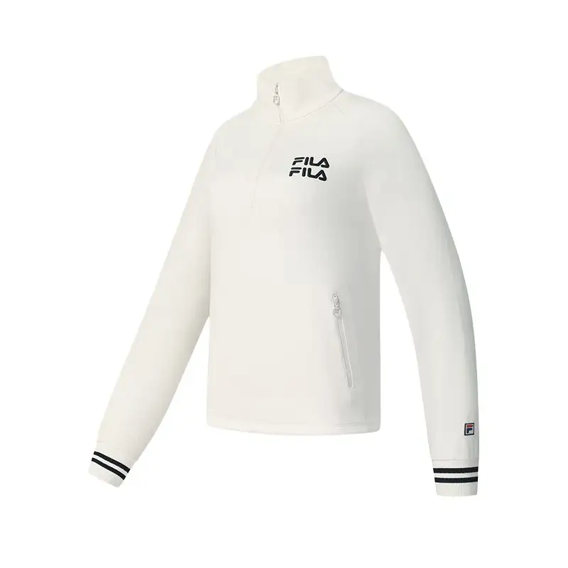 FILA Tennis Sweatshirts Women's Heron White Stand Collar Moderate Regular