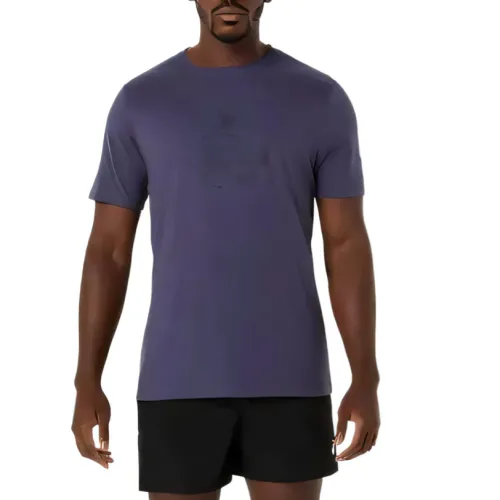 ASICS Tennis Tops Men's Indigo Mist Crew Neck Moderate