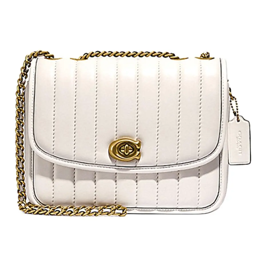 COACH Madison Nappa Smooth Leather Small Square Bag, Crossbody Bag, Shoulder Bag Medium Women's Pink White