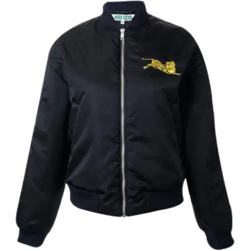 KENZO Jackets Women's Black Baseball Collar Moderate Other