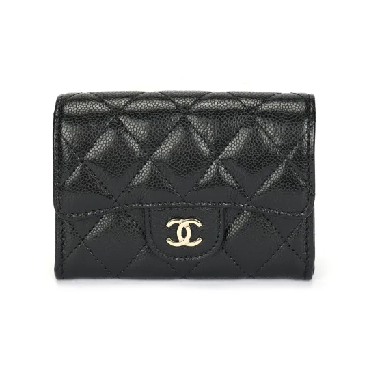CHANEL Classic Zipped Wallet Card Holder Black