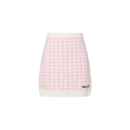 MIU MIU Houndstooth Pattern High Waist Knitted Skirt
