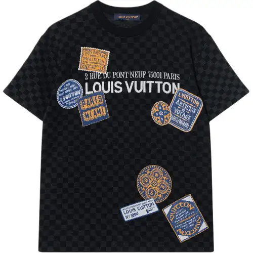 LOUIS VUITTON Damier Short Sleeved Signature Crewneck