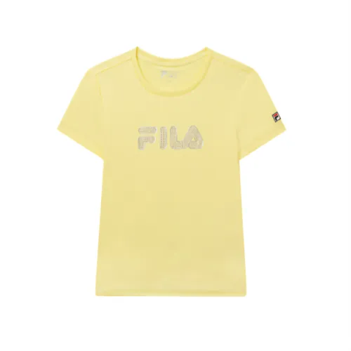 FILA T Shirts Women's Yellow Crew Neck Moderate