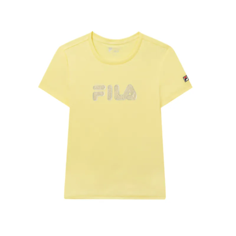FILA T Shirts Women's Yellow Crew Neck Moderate