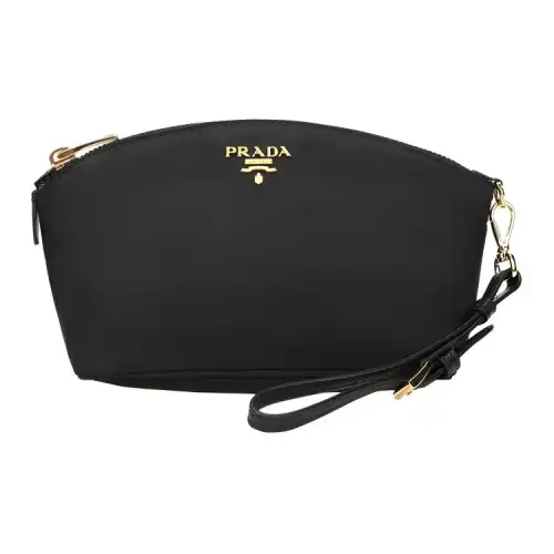 PRADA Fabric, Canvas Clutch, Toiletry Bag, Makeup Bag Women's Black