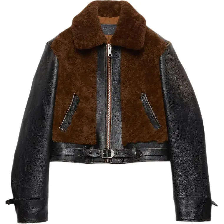 Prada Zipped Cropped Leather Jacket