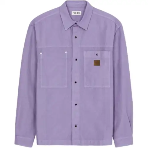 KENZO Denim Jackets Men's Purple Lapel Moderate Straight Fit