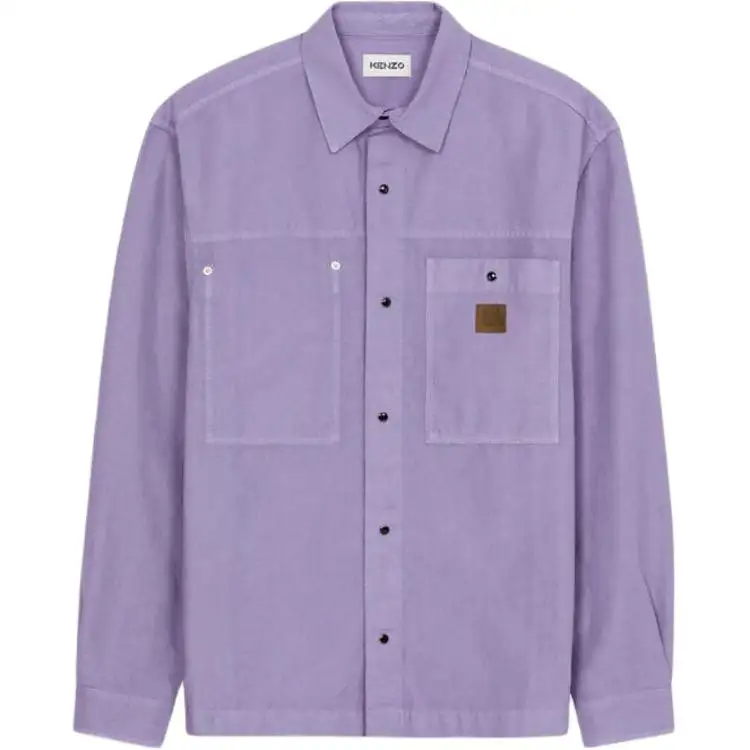 KENZO Denim Jackets Men's Purple Lapel Moderate Straight Fit