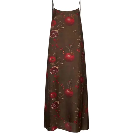 Uma Wang Anaya pomegranate-print slip midi dress