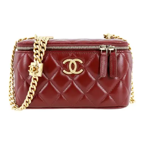 CHANEL Lambskin Shoulder Bag, Crossbody Bag Women's Red