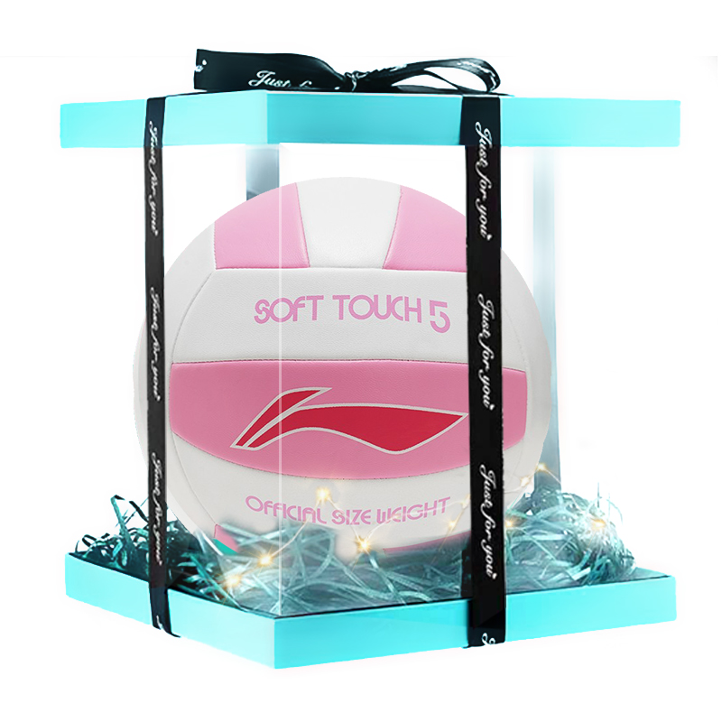 LiNing PVC Size 5 Ball Volleyball Unisex White Pink