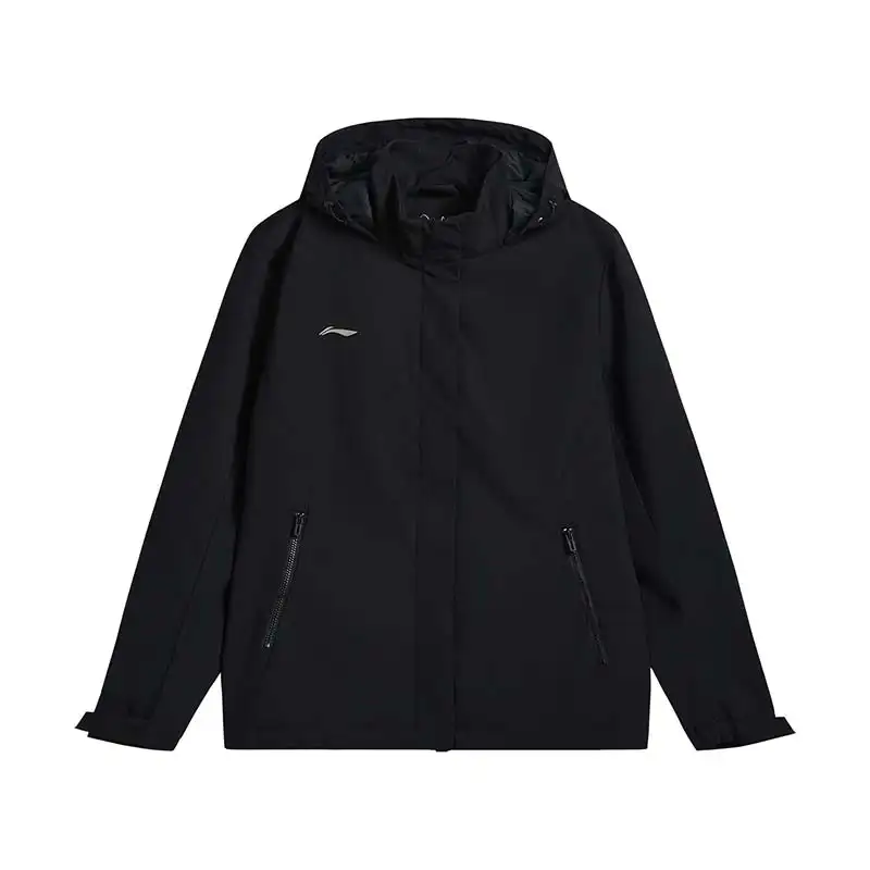 Li Ning Trench Coats Women's Black Hooded Non Detachable Moderate Other