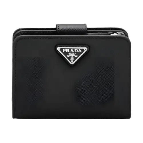 PRADA Saffiano Leather Wallet Small Women's Black