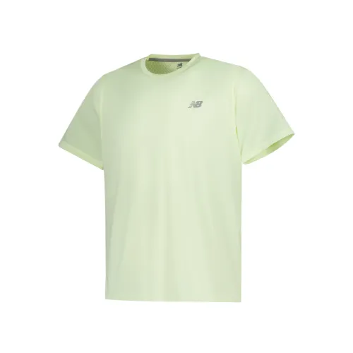 New Balance T Shirts Men's Lime Green Crew Neck Moderate Straight Fit